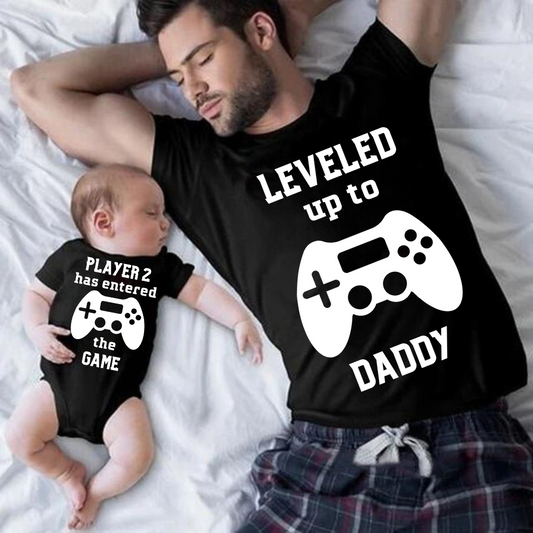 Gamer daddy and baby matching T-shirt